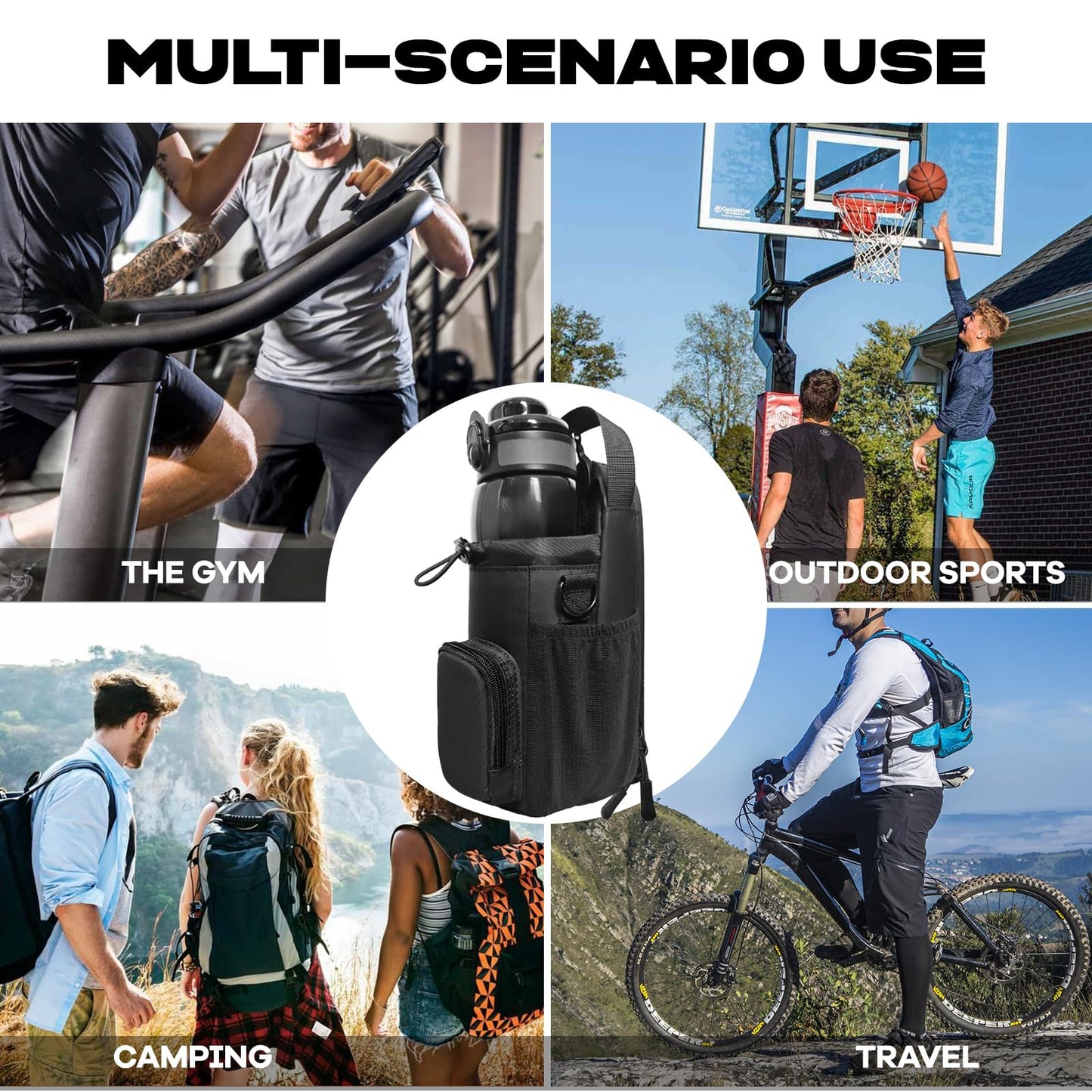 Magnetic Gym Bag for Men and Women, Magnetic Water Bottle Holder for Gym, Small Gym Bag, Gym Gifts for Women and Men (Blue, <40 OZ)