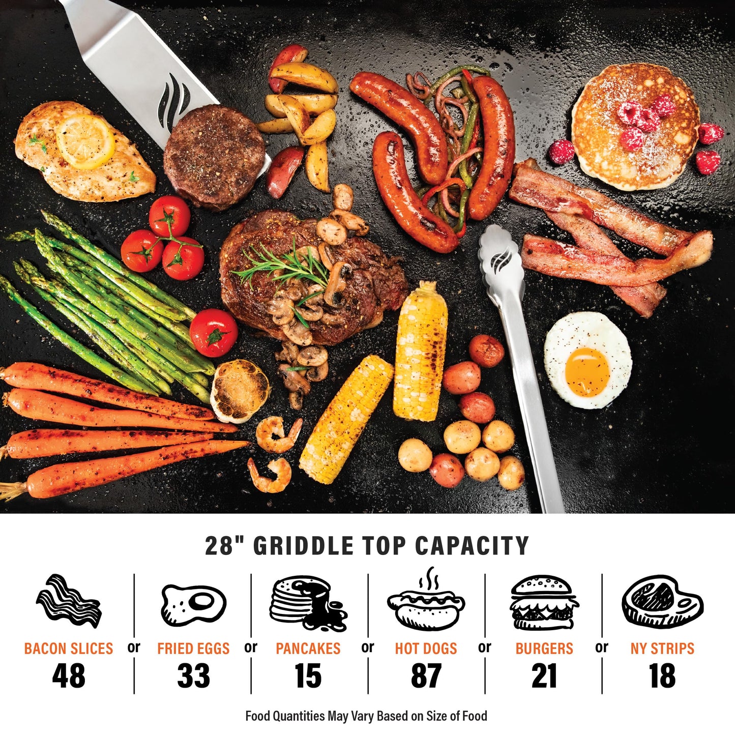 Blackstone 2450AZ 28" Omnivore Griddle with Hood Bundle | Includes 28" Griddle with Hood, Soft Cover, and Two Spatulas