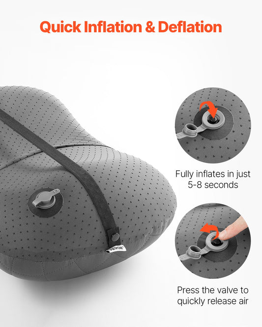 Inflatable Camping Pillow Portable Travel Pillow With Machine Washable Cover