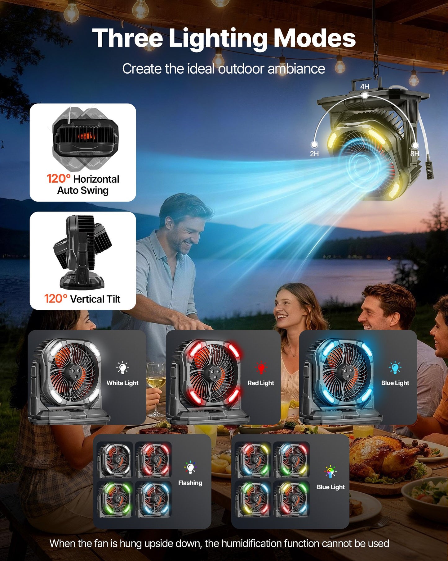 Misting Fan, More Than 2700RPM Motor Mister Fan, Mister Cooling Fans With 2.38 Gal Water Tank, 10000mAh Battery, 4-Speed Wind & 5 Lighting Modes, Water Cooling Fans For Indoor, Outdoor, Patio