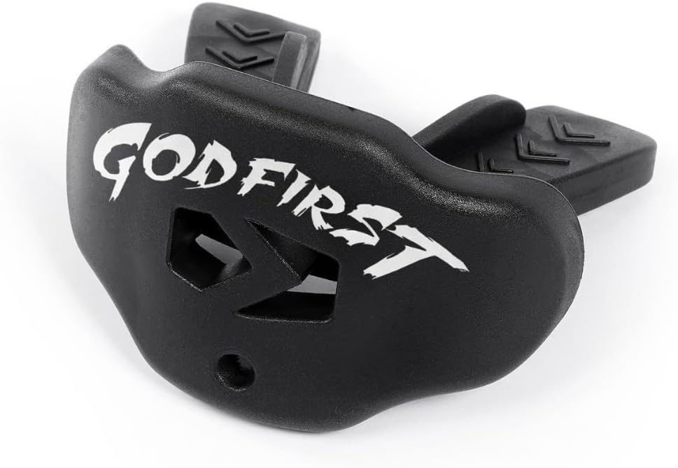 SLEEFS Football Mouth Guard - Youth Mouthguard with Strap - Lip/Teeth Protector Mouthpiece - No Boil - for Youth/Adults, Maximum Air Flow, for All Sports - Cross