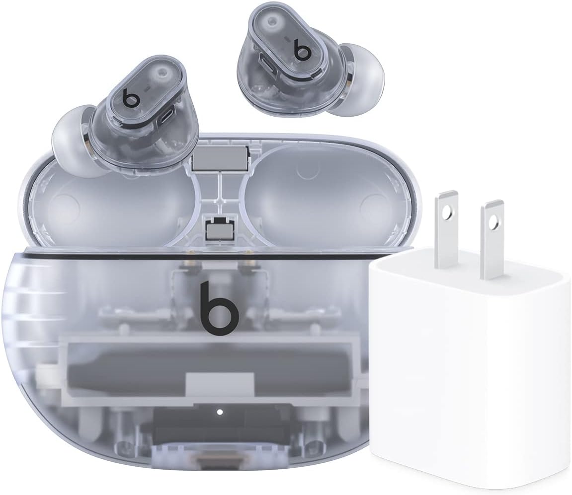 Beats Studio Buds + | True Wireless Noise Cancelling Earbuds, Enhanced Apple & Android Compatibility, Built-in Microphone, Sweat Resistant Bluetooth Headphones, Spatial Audio - Transparent