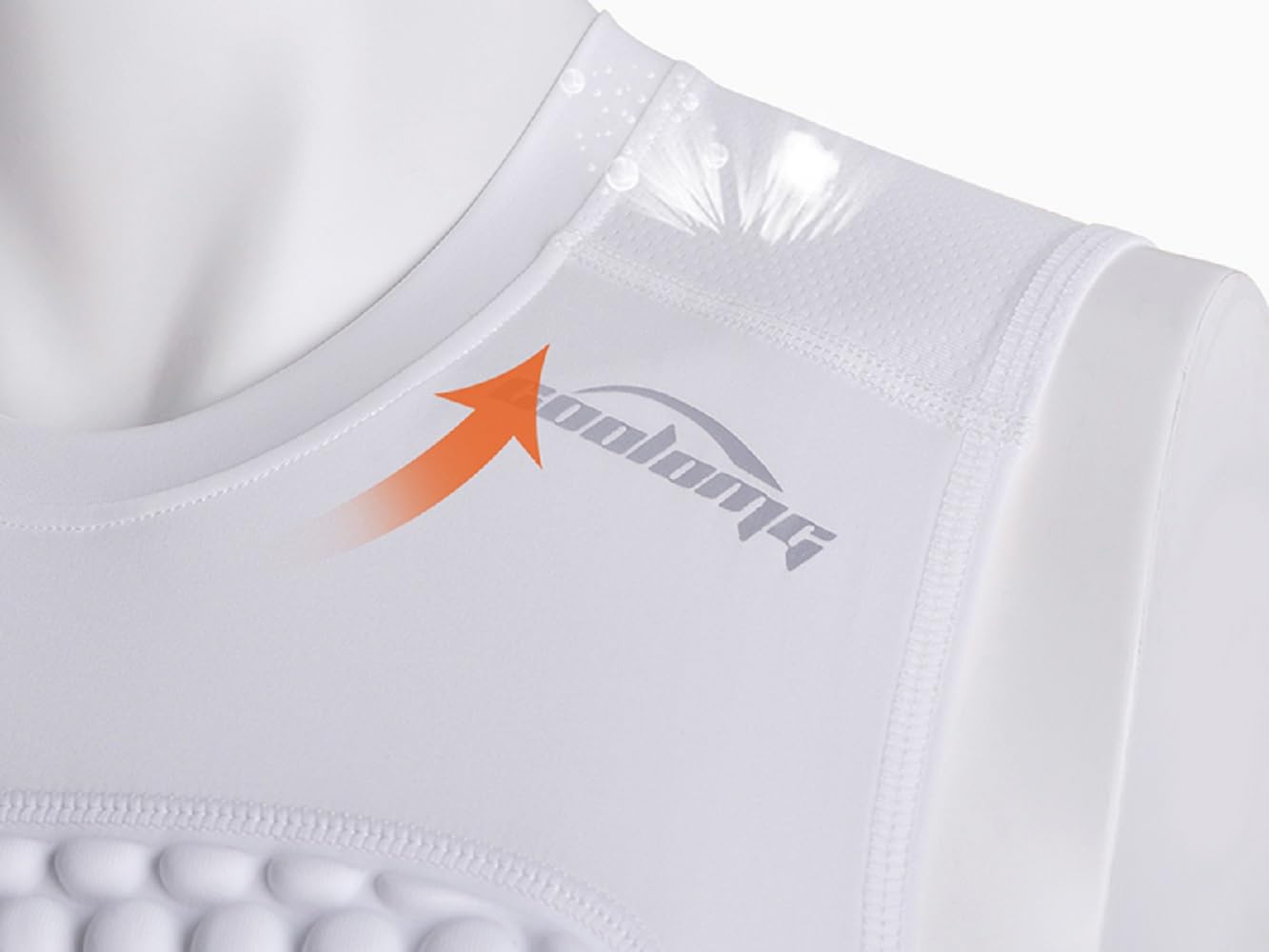 COOLOMG Mens Football Padded Compression Shirt Chest Rib Protector Baseball | Adult Heart Sternum Guard, 3-Pad Undershirt for Lacrosse Rugby Softball