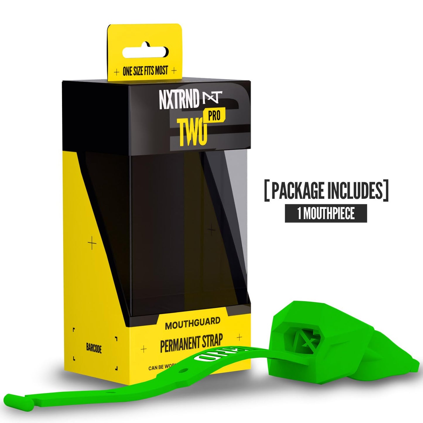 Nxtrnd Two Pro Football Mouth Guard, Permanent Strap, Fits Adult & Youth (Black)