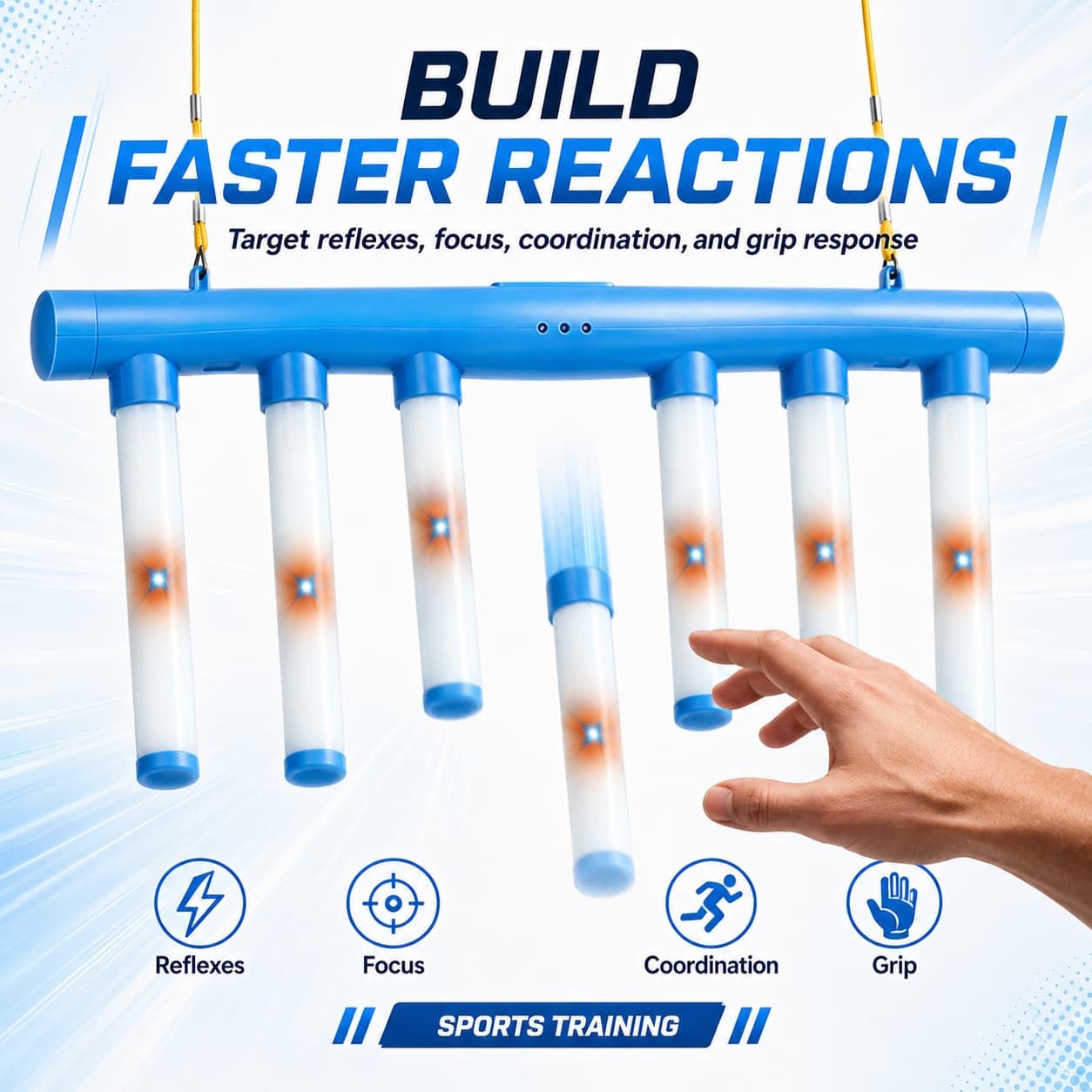 Reflex Drop Sticks Game, Reaction Training Tool with 3 Speed Levels, Falling Catching Sticks for Hand-Eye Coordination, Focus & Reaction Time Training for Adults