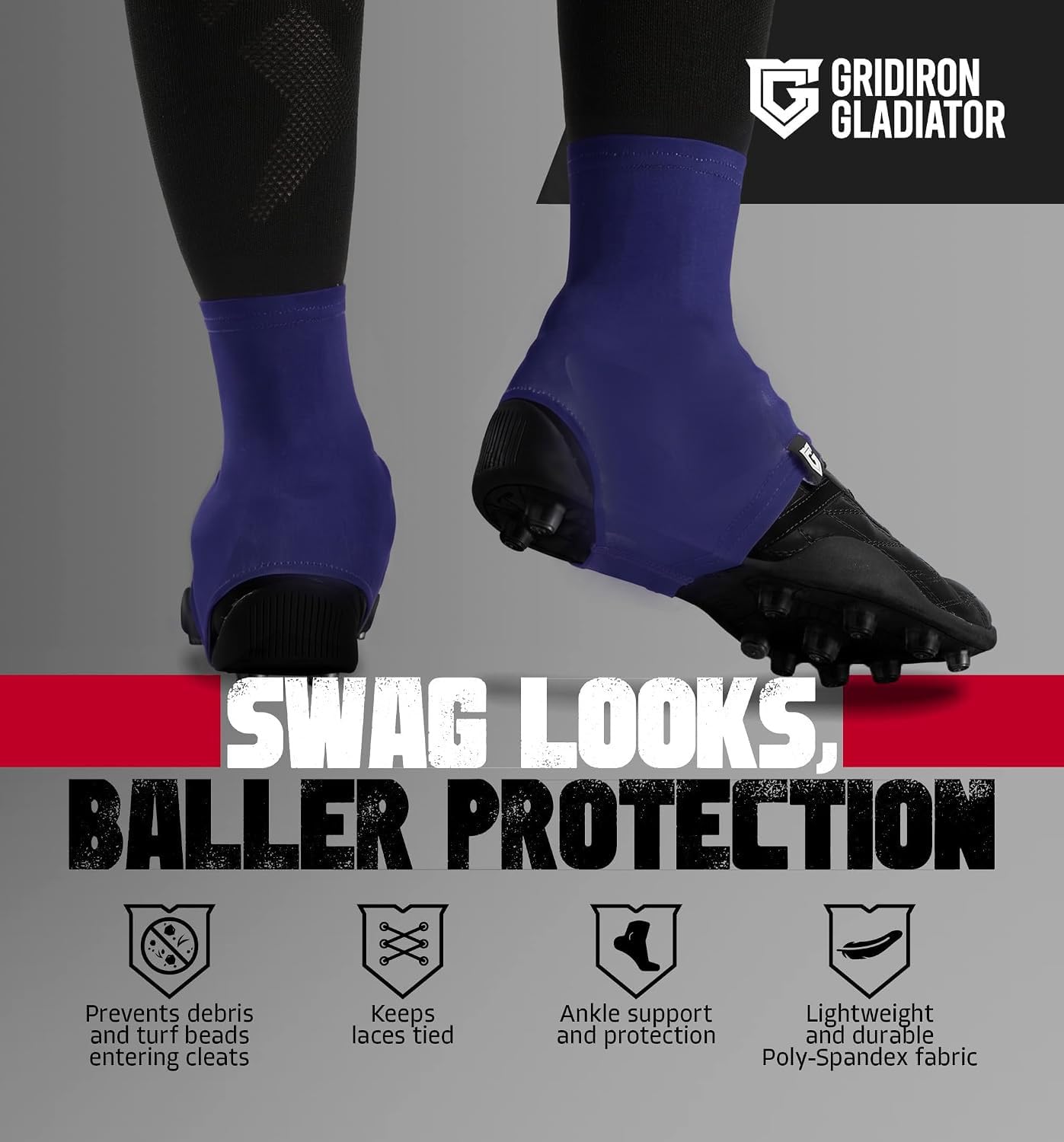 Gridiron Gladiator Football Spats - Spat Cleat Covers for Youth or Adult - Cover Cleats for Baseball Soccer Football - Shoe Sleeves - Sports Gear - Green - Medium