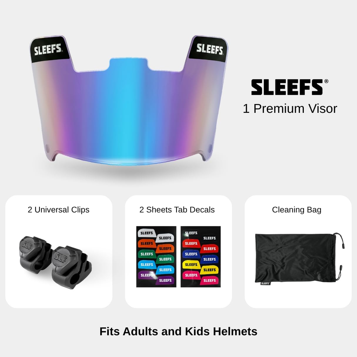 SLEEFS Clear Football Visor for Helmet - Professional Football Visor - Face & Eye Shield - Fits Youth & Adult Helmets - Includes Quick Visor Clips for Easy Installation