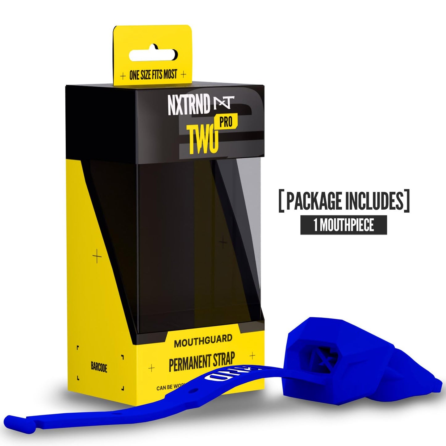 Nxtrnd Two Pro Football Mouth Guard, Permanent Strap, Fits Adult & Youth (Black)