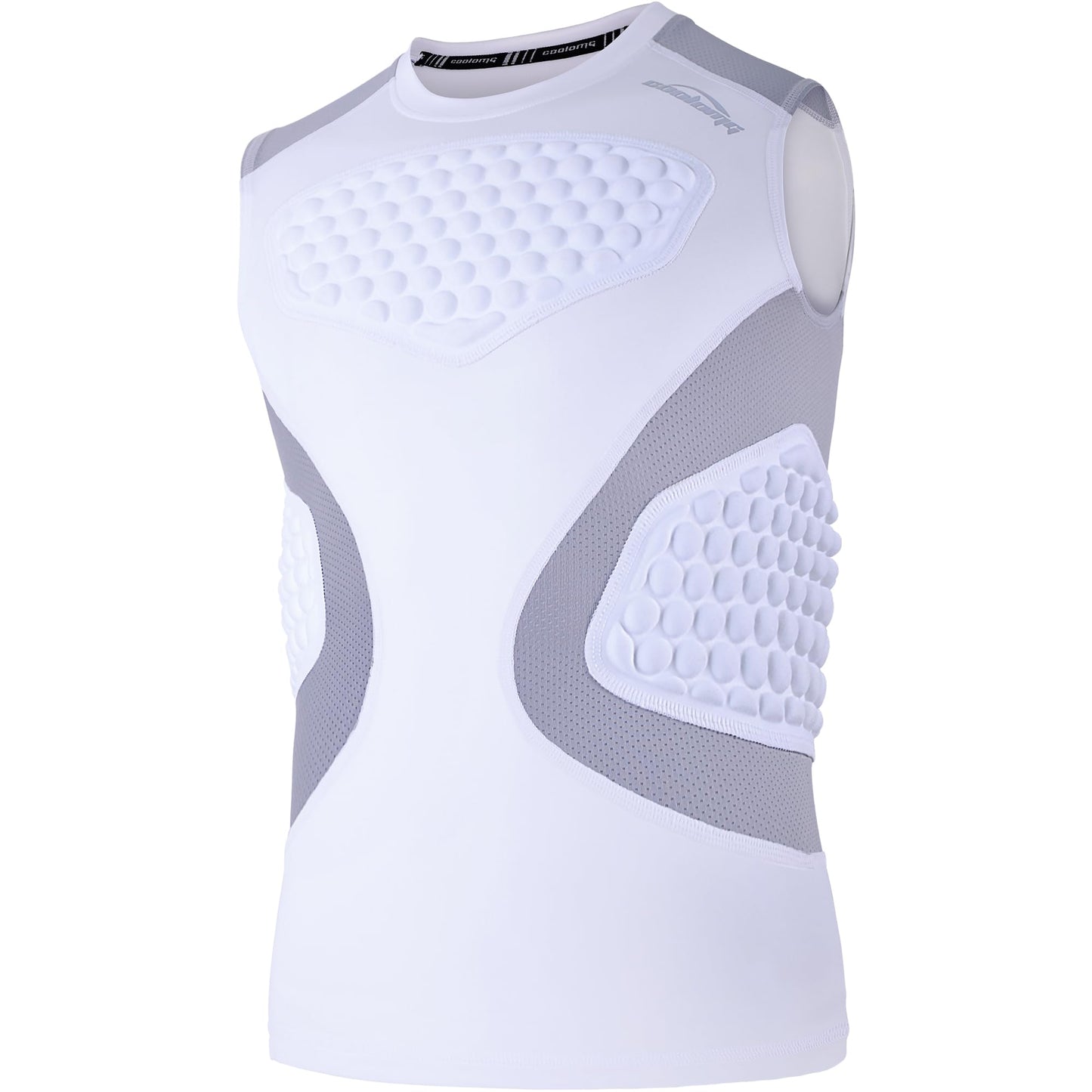 COOLOMG Mens Football Padded Compression Shirt Chest Rib Protector Baseball | Adult Heart Sternum Guard, 3-Pad Undershirt for Lacrosse Rugby Softball