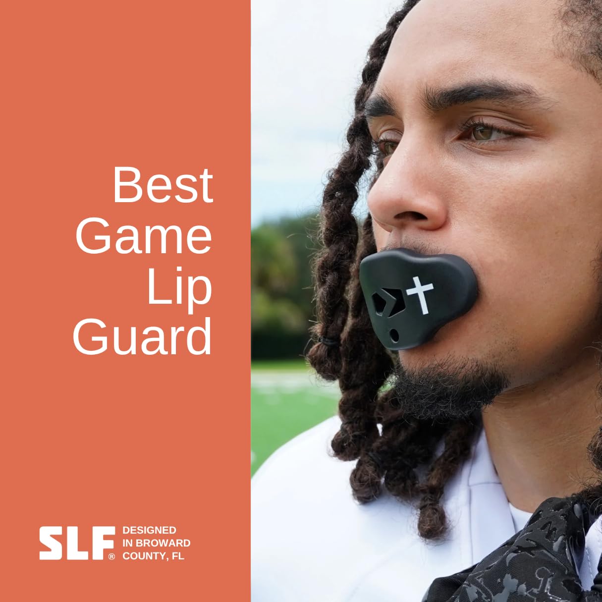 SLEEFS Football Mouth Guard - Youth Mouthguard with Strap - Lip/Teeth Protector Mouthpiece - No Boil - for Youth/Adults, Maximum Air Flow, for All Sports - Cross