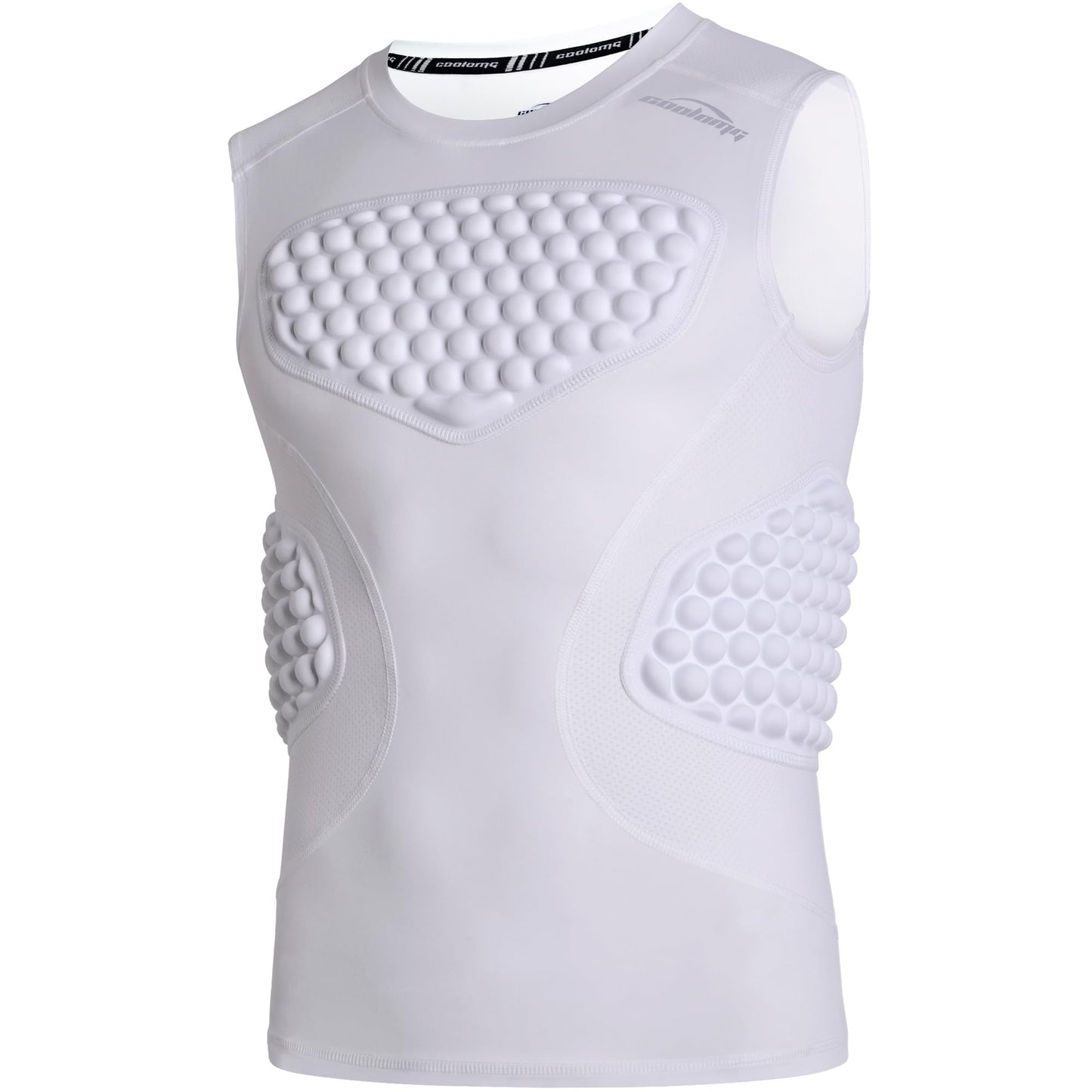 COOLOMG Mens Football Padded Compression Shirt Chest Rib Protector Baseball | Adult Heart Sternum Guard, 3-Pad Undershirt for Lacrosse Rugby Softball