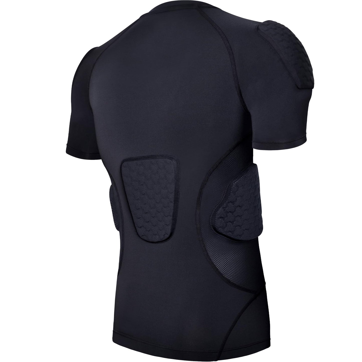 COOLOMG Youth Padded Football Shirt Chest Rib Protector | Football Compression Undershirt Back Protection