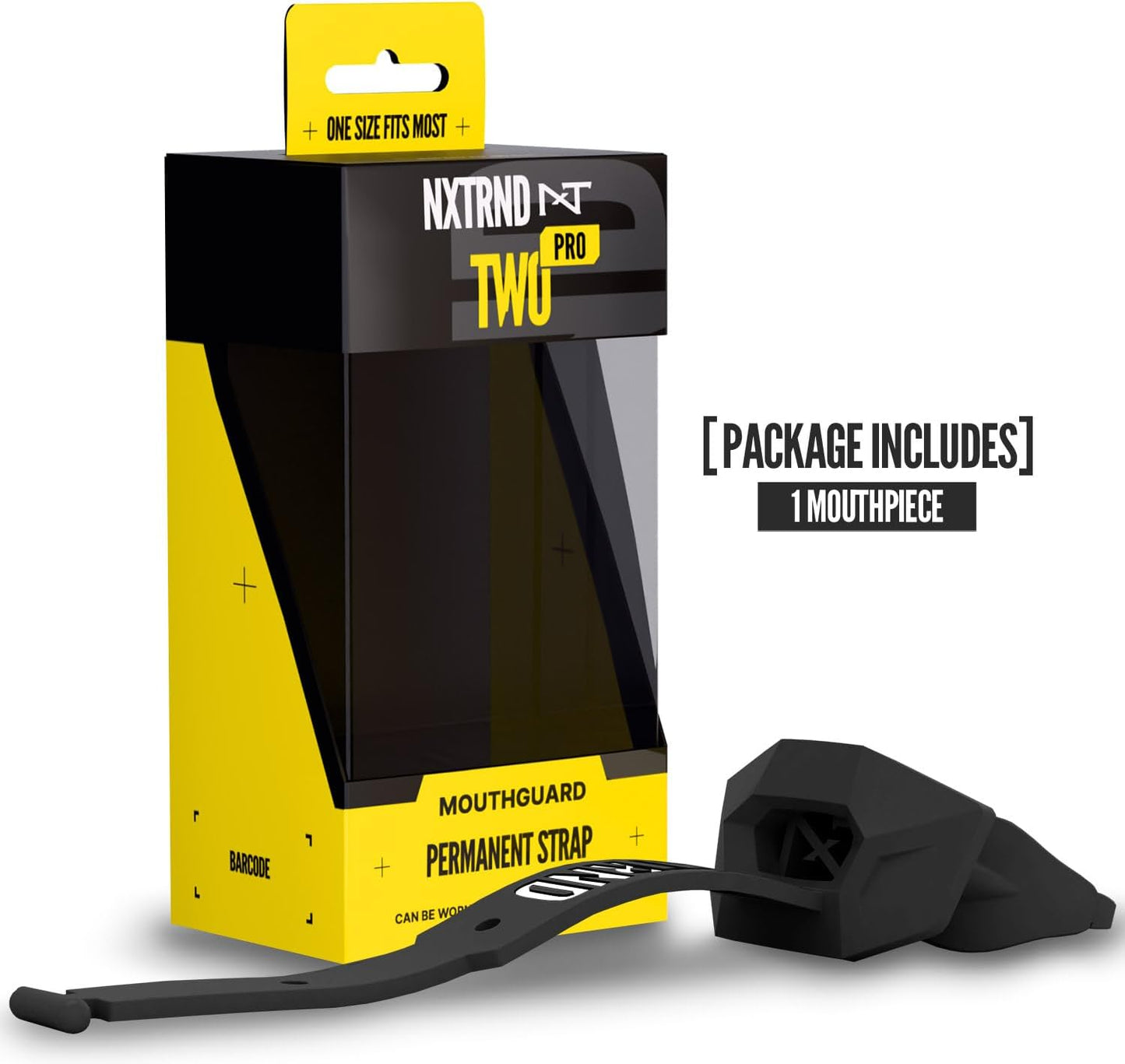 Nxtrnd Two Pro Football Mouth Guard, Permanent Strap, Fits Adult & Youth (Black)