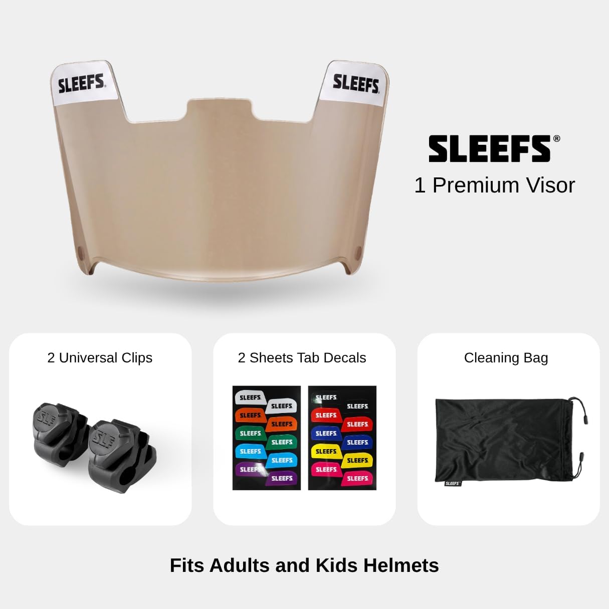 SLEEFS Clear Football Visor for Helmet - Professional Football Visor - Face & Eye Shield - Fits Youth & Adult Helmets - Includes Quick Visor Clips for Easy Installation