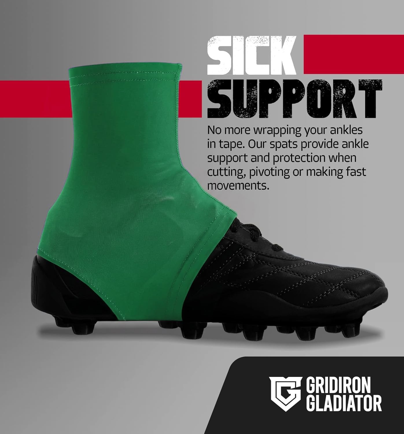 Gridiron Gladiator Football Spats - Spat Cleat Covers for Youth or Adult - Cover Cleats for Baseball Soccer Football - Shoe Sleeves - Sports Gear - Green - Medium