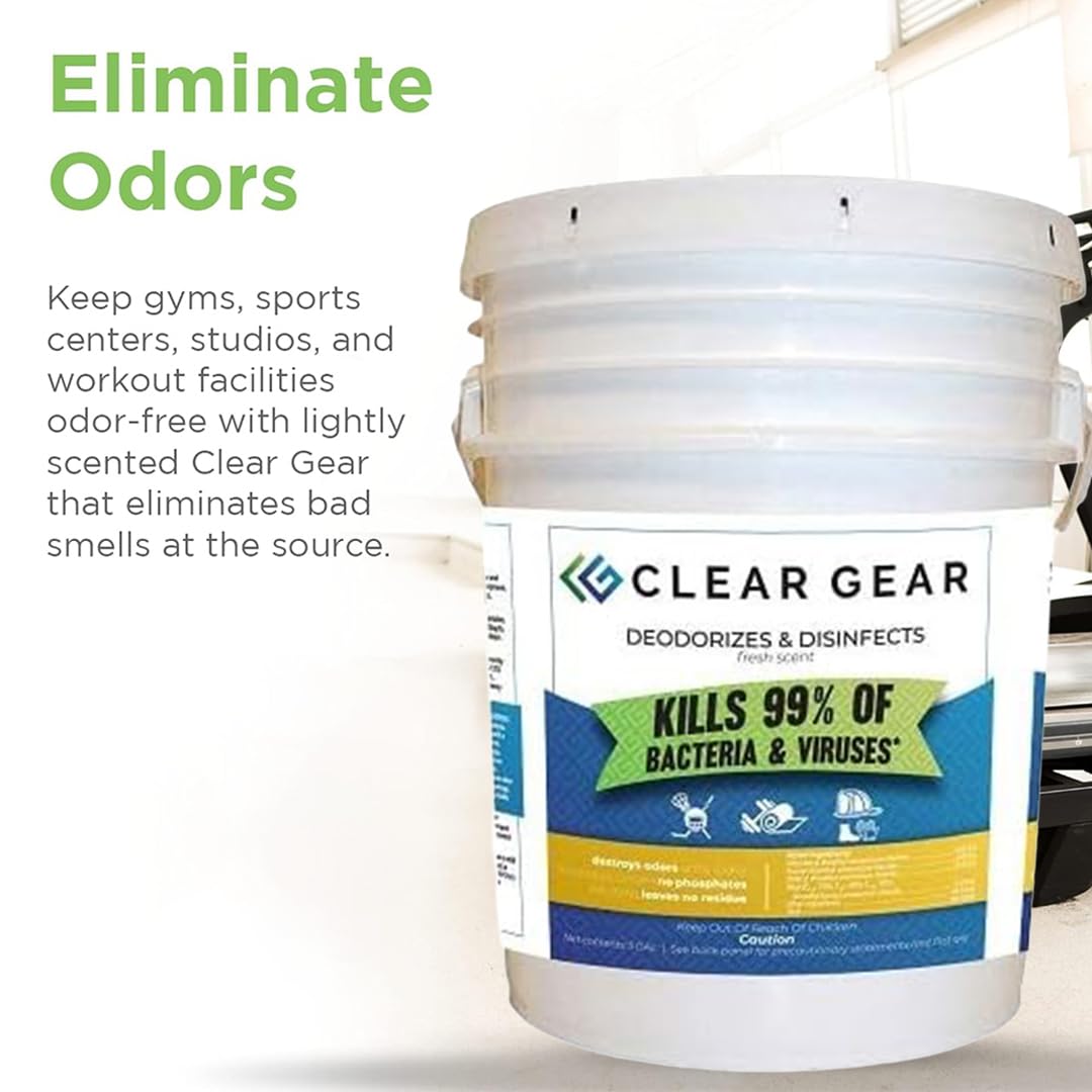 Clear Gear Disinfectant Cleaner, and Deodorizer For Sports Equipment, Gyms, and Fitness Centers - EPA-Registered, Hospital Grade, Made in USA - 1-Pack of 32 Oz Bottle Disinfecting Spray