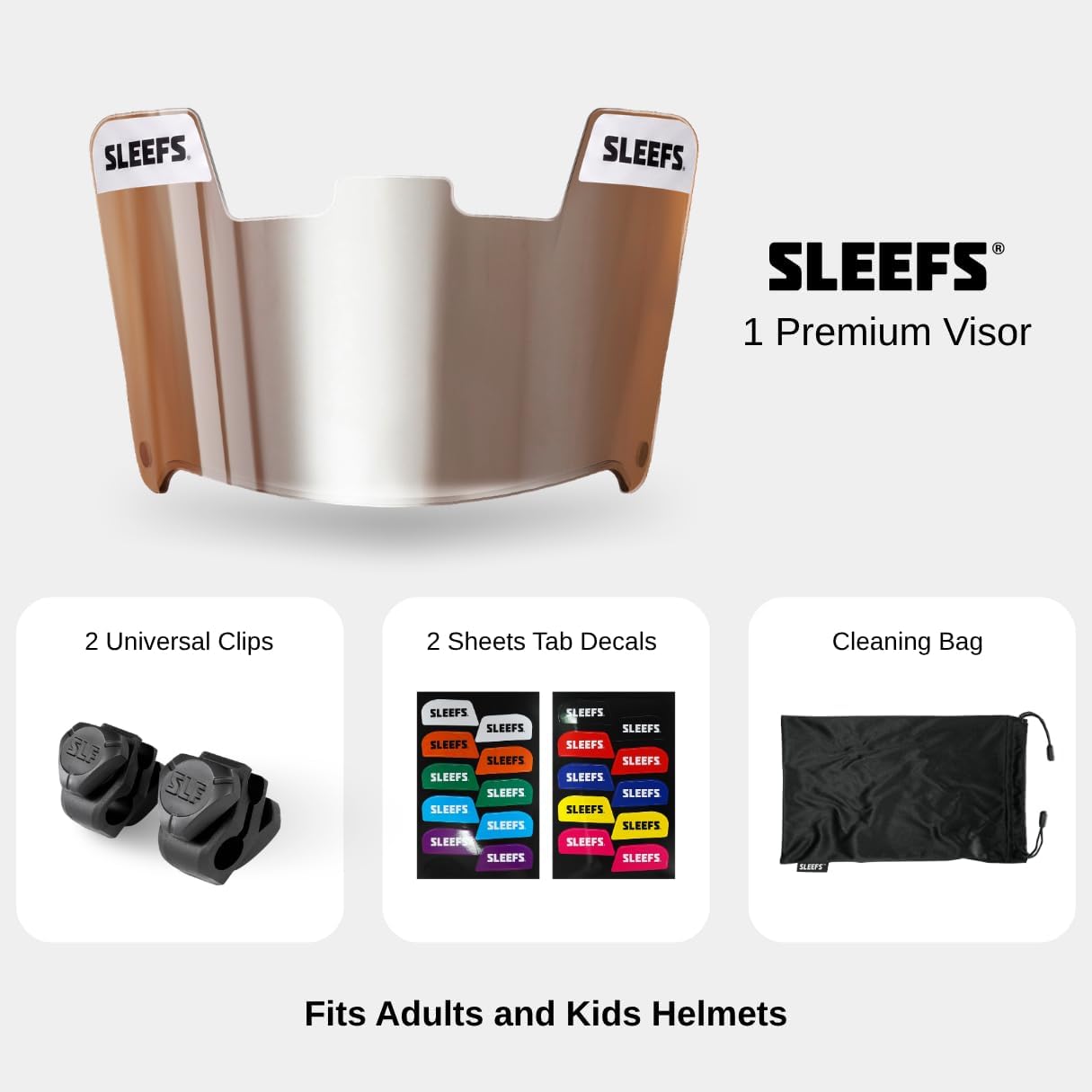 SLEEFS Clear Football Visor for Helmet - Professional Football Visor - Face & Eye Shield - Fits Youth & Adult Helmets - Includes Quick Visor Clips for Easy Installation