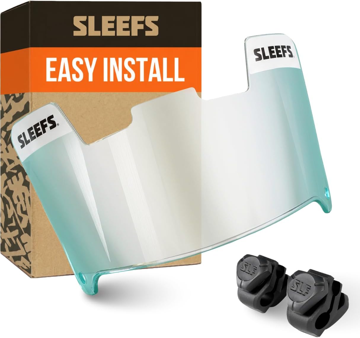 SLEEFS Clear Football Visor for Helmet - Professional Football Visor - Face & Eye Shield - Fits Youth & Adult Helmets - Includes Quick Visor Clips for Easy Installation
