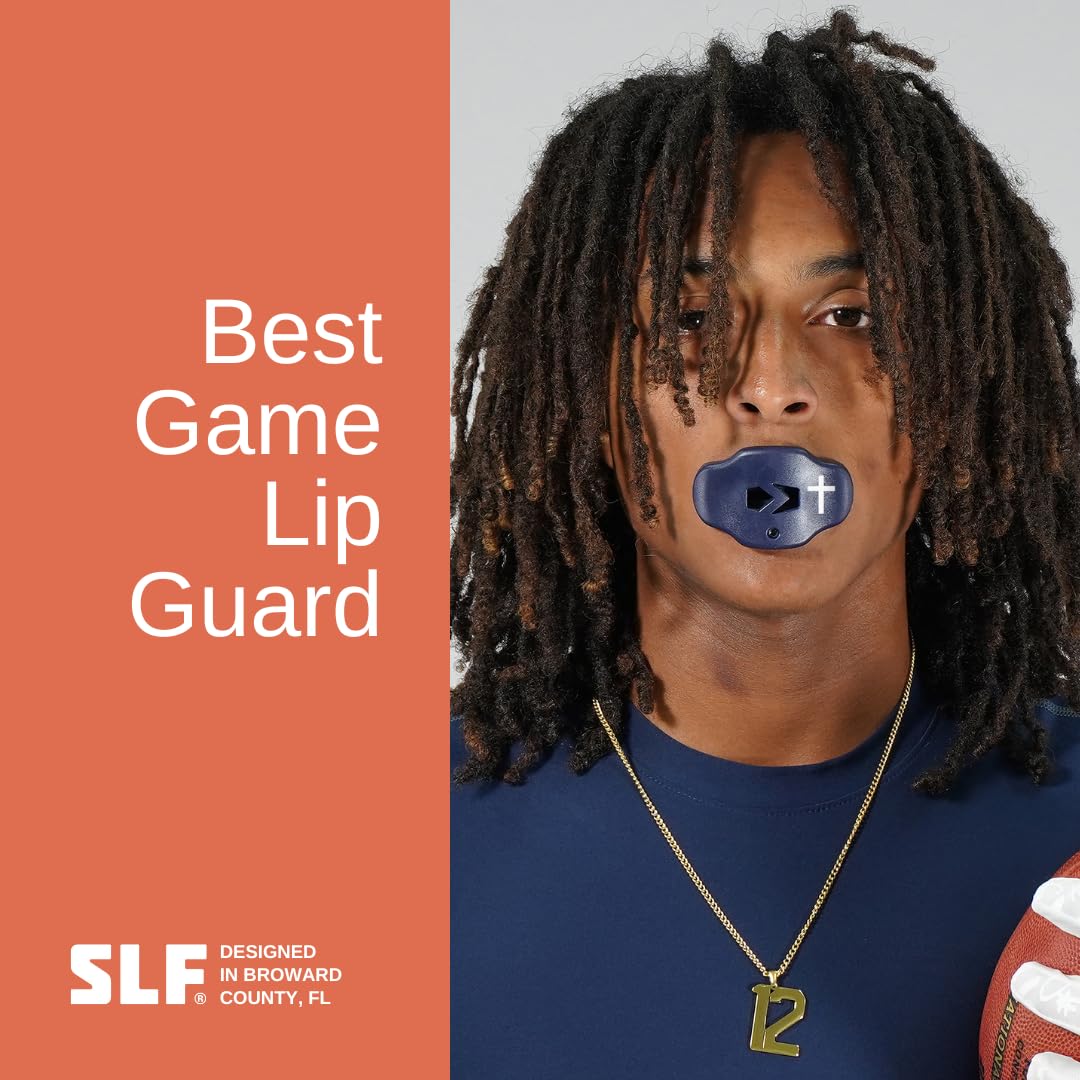 SLEEFS Football Mouth Guard - Youth Mouthguard with Strap - Lip/Teeth Protector Mouthpiece - No Boil - for Youth/Adults, Maximum Air Flow, for All Sports - Cross