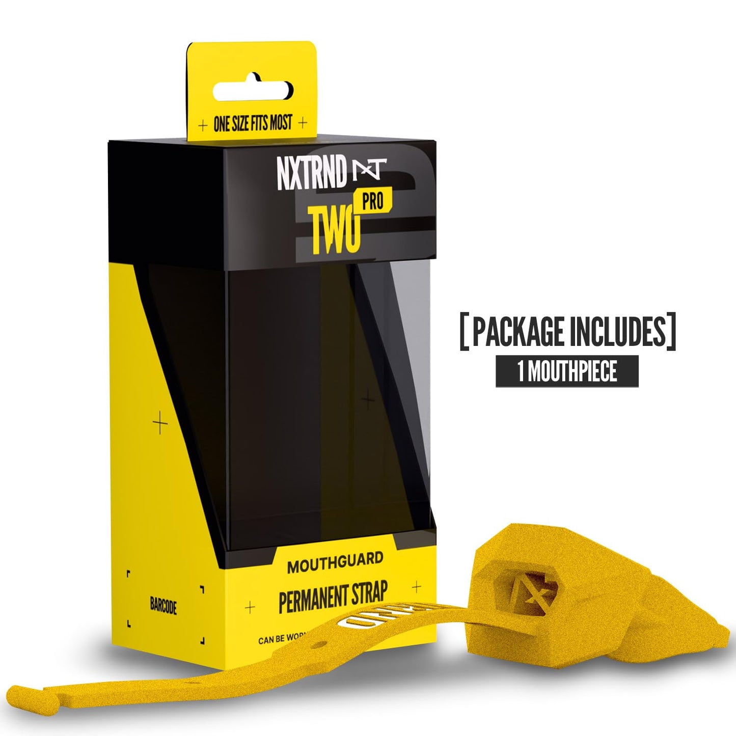 Nxtrnd Two Pro Football Mouth Guard, Permanent Strap, Fits Adult & Youth (Black)