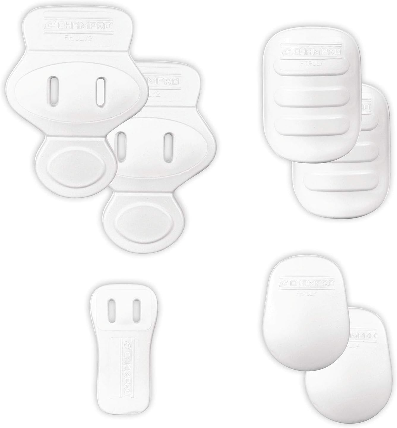 CHAMPRO Ultra Light 7 Piece Pad Set with Slots for Youth Football Pants, WHITE