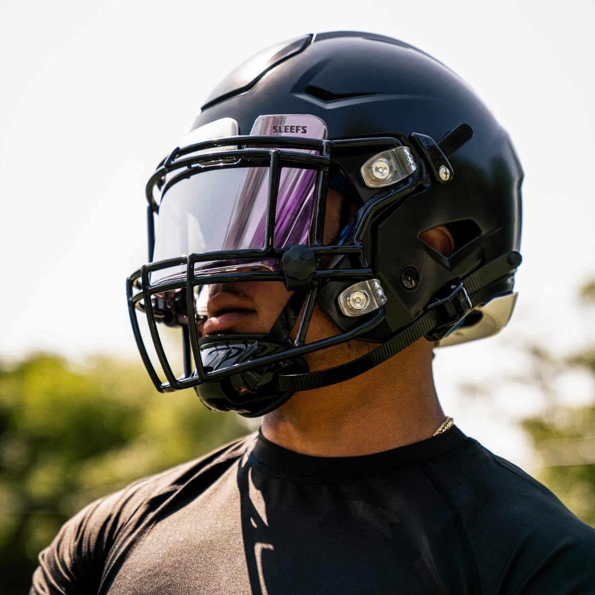 SLEEFS Clear Football Visor for Helmet - Professional Football Visor - Face & Eye Shield - Fits Youth & Adult Helmets - Includes Quick Visor Clips for Easy Installation