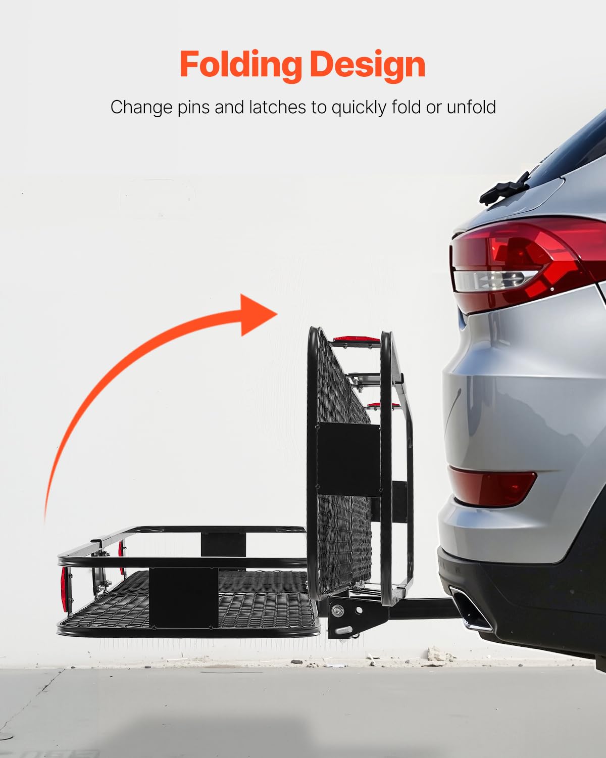 VEVOR 60x24x6 Folding Hitch Carrier - 500lb Capacity Cargo Basket & Waterproof Bag, Fits 2" Hitch Receiver for SUV, Truck, Pickup
