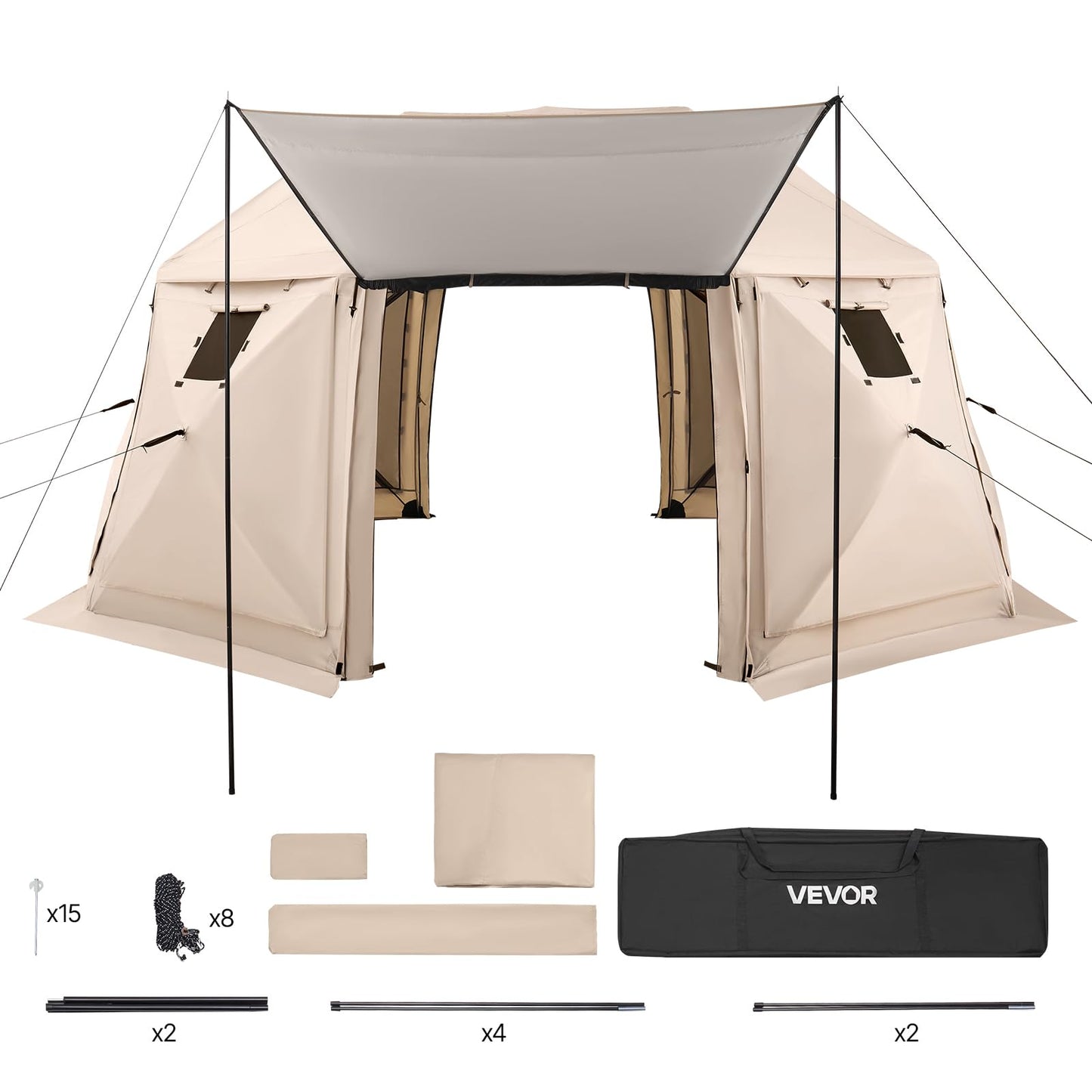 VEVOR Pop Up Gazebo Screen Tent 6 Sided Canopy Sun Shelter with 6 Removable Privacy Wind Cloths & Mesh Windows, 10x10FT Quick Set Screen Tent with Mosquito Netting, Army Green