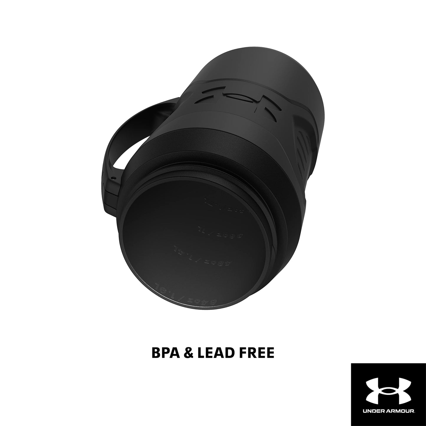 Under Armour Insulated Water Bottle with Handle & Fence Hook, Half Gallon Sports Water Jug, Leak-Resistant & BPA-Free for Baseball, Football & Gym - Black/Black, 64oz