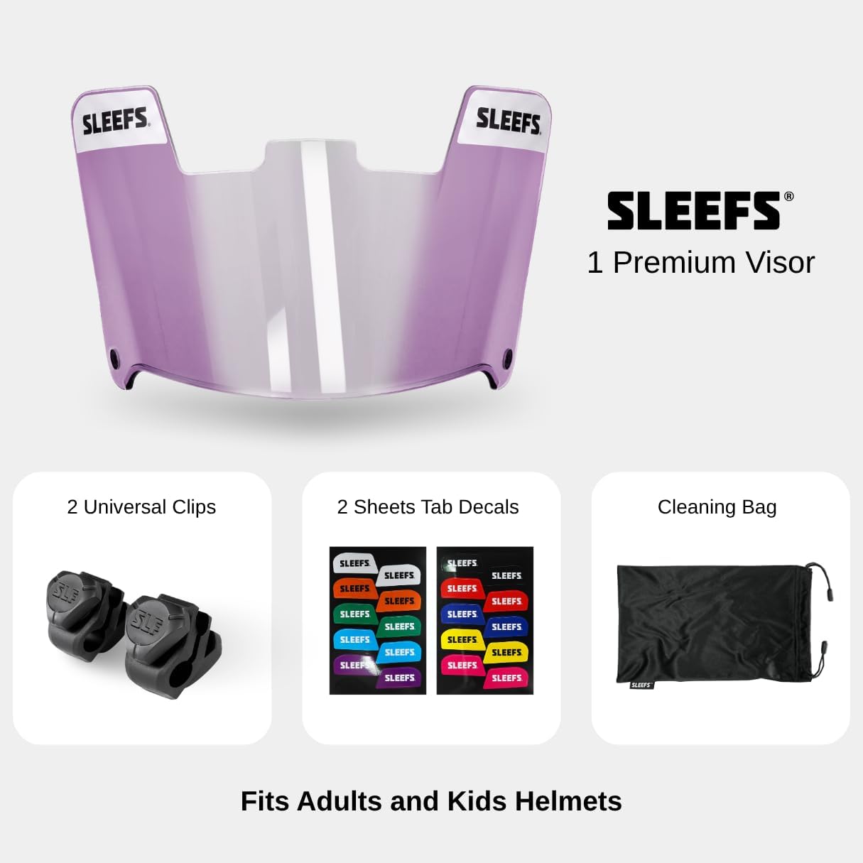 SLEEFS Clear Football Visor for Helmet - Professional Football Visor - Face & Eye Shield - Fits Youth & Adult Helmets - Includes Quick Visor Clips for Easy Installation