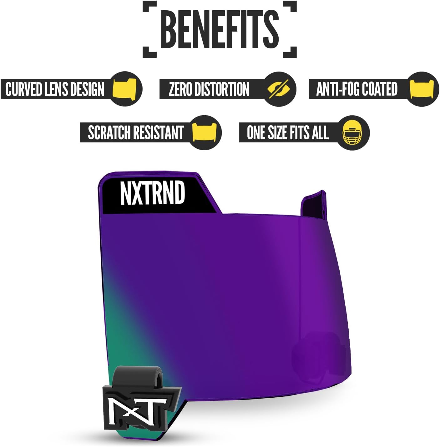 Nxtrnd VZR3 Football Visor, Curved Lens Technology, Fits Adult & Youth Football Helmets