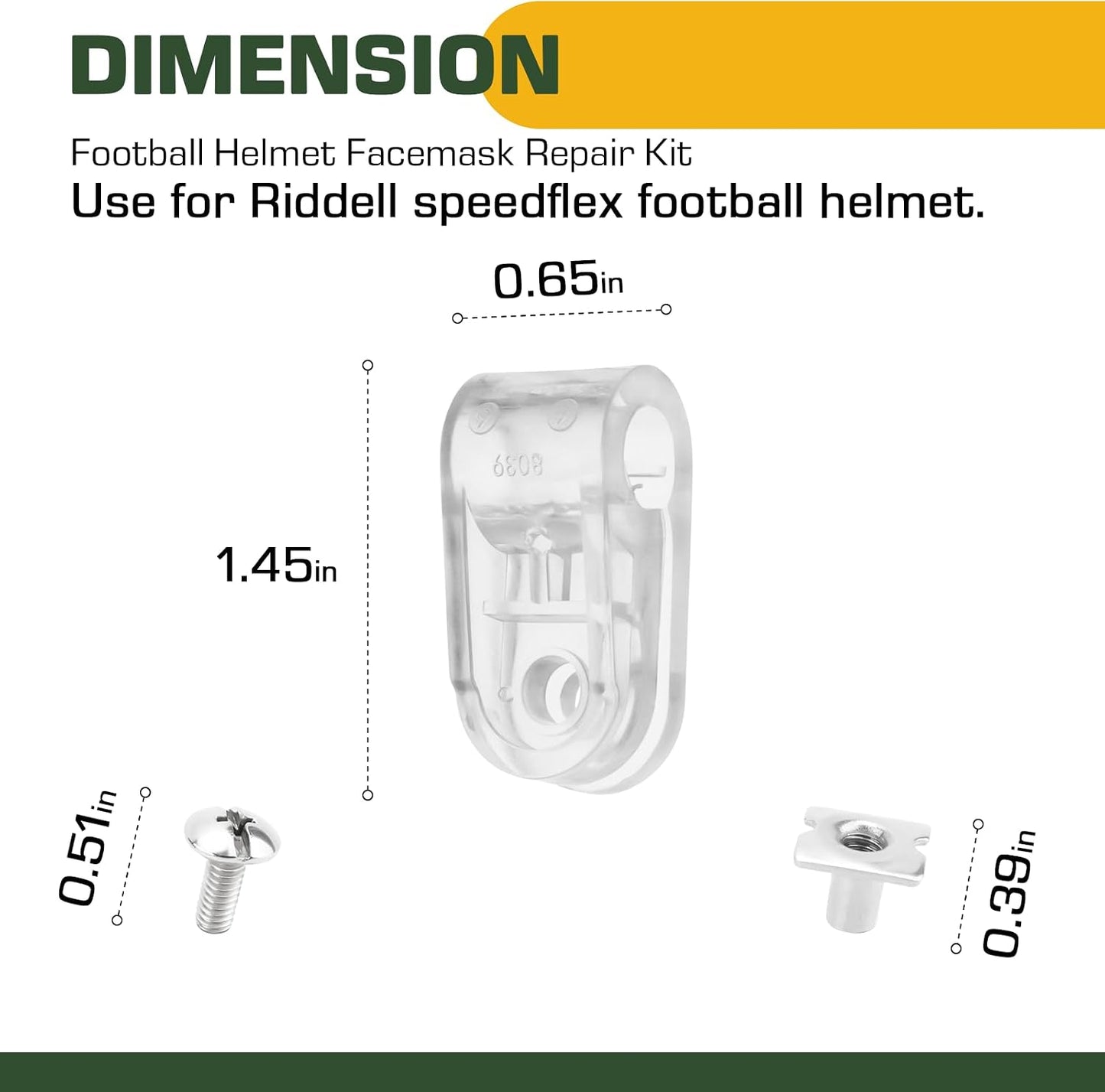Football Helmet Facemask Clips Kit for Riddell Speedflex Youth & Adult Helmet Repair Kit, Football Helmet Face Mask Bracket Hardware Kit Including Screws & Nuts - 4 PCS