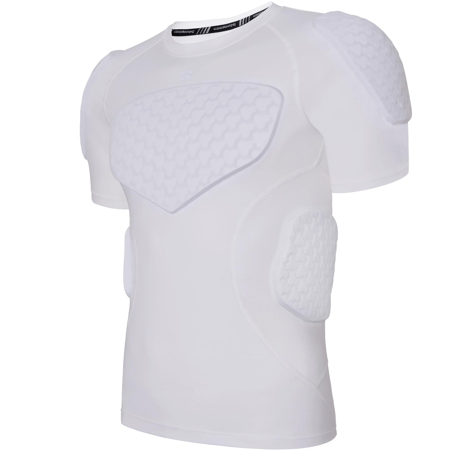 COOLOMG Youth Padded Football Shirt Chest Rib Protector | Football Compression Undershirt Back Protection