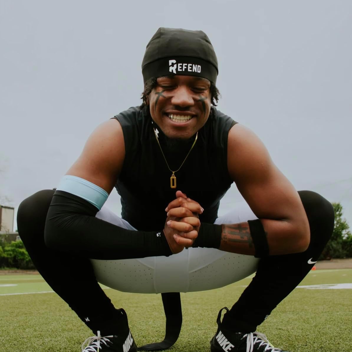 Football Skull Cap Padded, Helmet Liner with Crown Cushion, Comfort Fit, Breathable Lightweight Low Profile Beanie for Men Youth Black