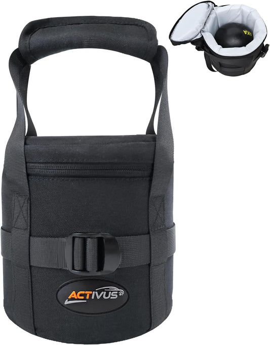 Shot Put Bag With Comfortable Handle and Foam Pad for Carrying Single Ball From 6 LBS to 16 LBS, Black