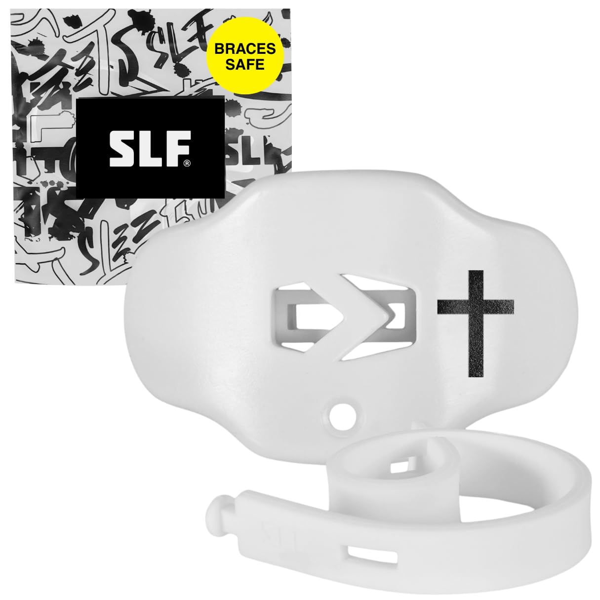 SLEEFS Football Mouth Guard - Youth Mouthguard with Strap - Lip/Teeth Protector Mouthpiece - No Boil - for Youth/Adults, Maximum Air Flow, for All Sports - Cross