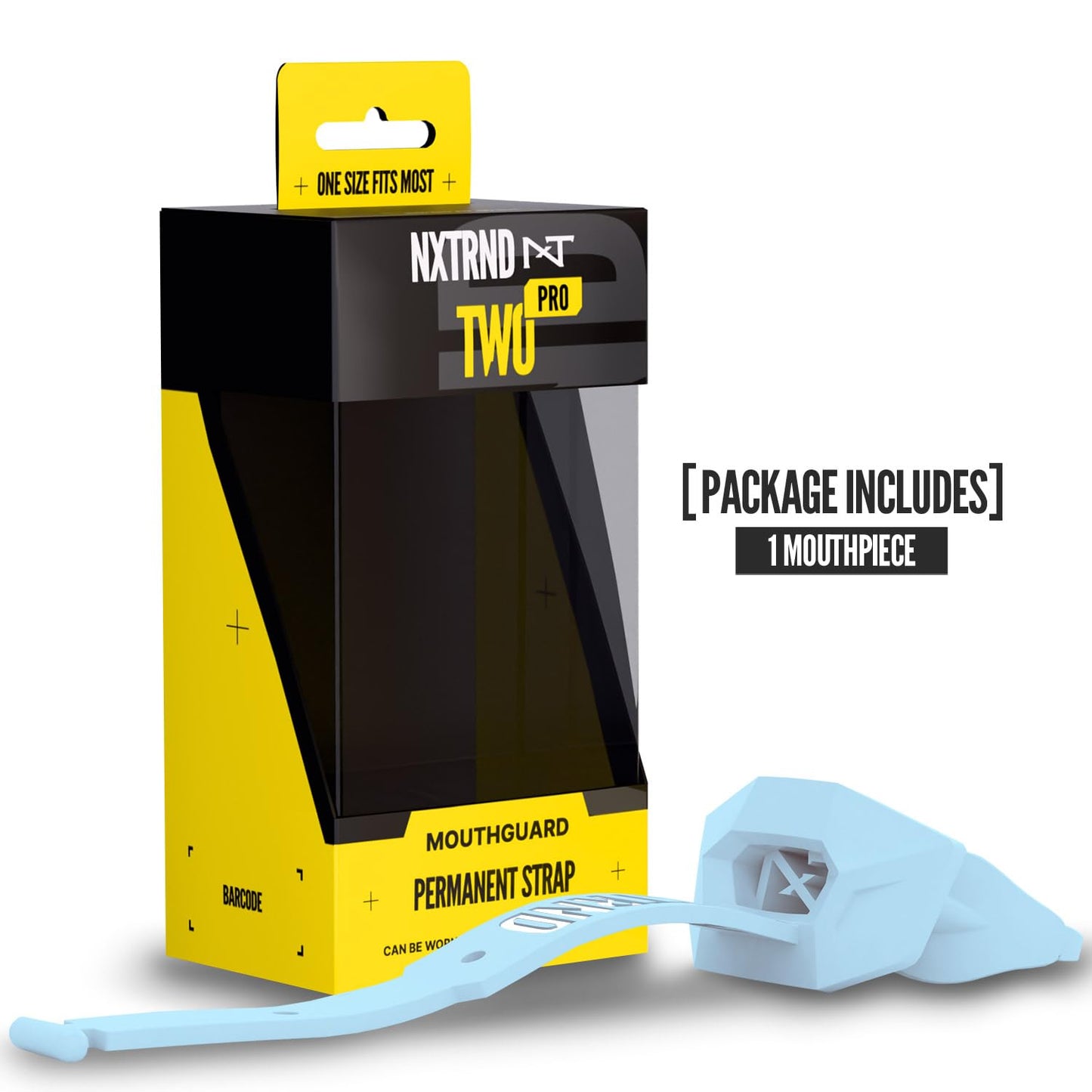 Nxtrnd Two Pro Football Mouth Guard, Permanent Strap, Fits Adult & Youth (Black)