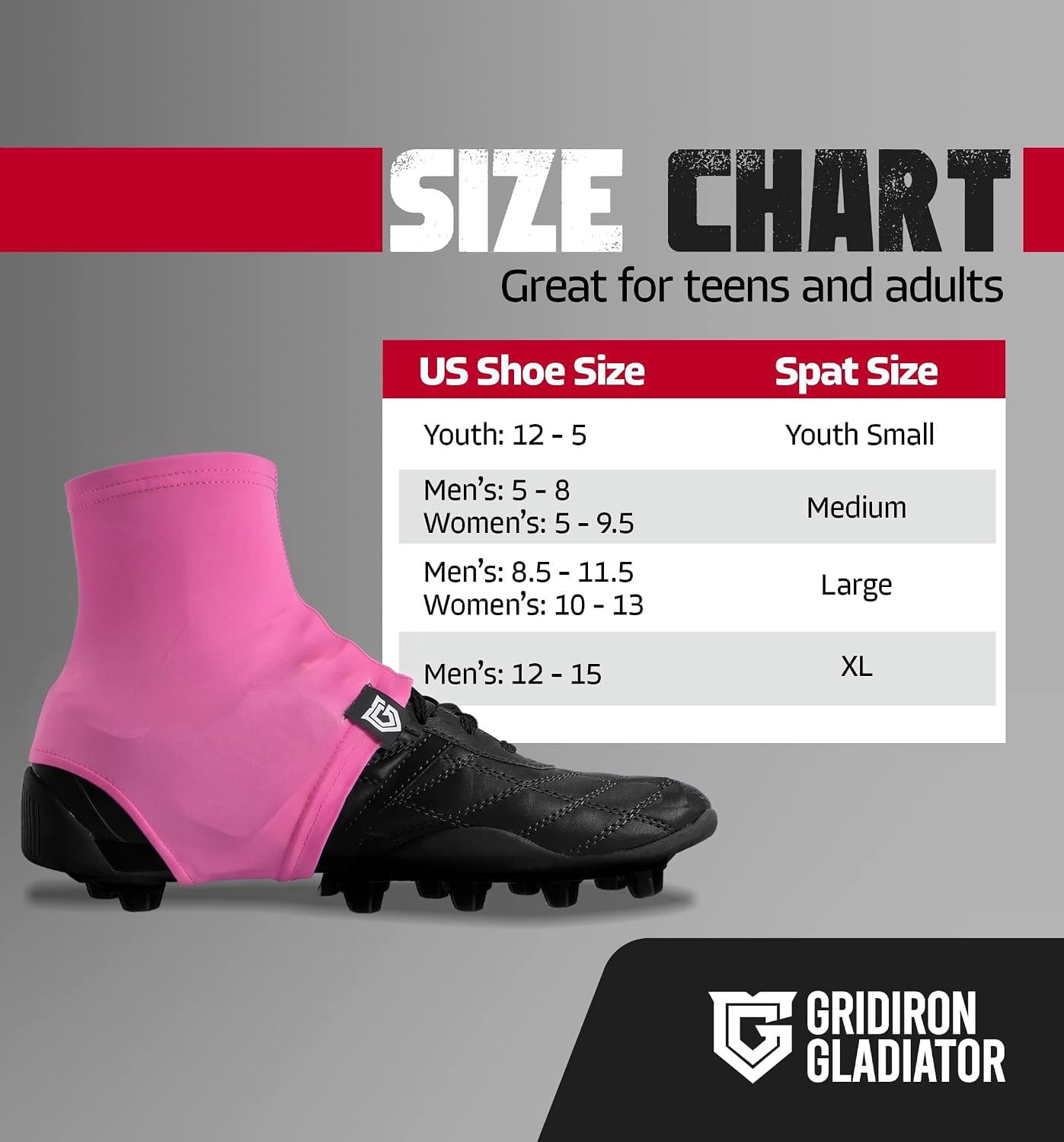 Gridiron Gladiator Football Spats - Spat Cleat Covers for Youth or Adult - Cover Cleats for Baseball Soccer Football - Shoe Sleeves - Sports Gear - Green - Medium