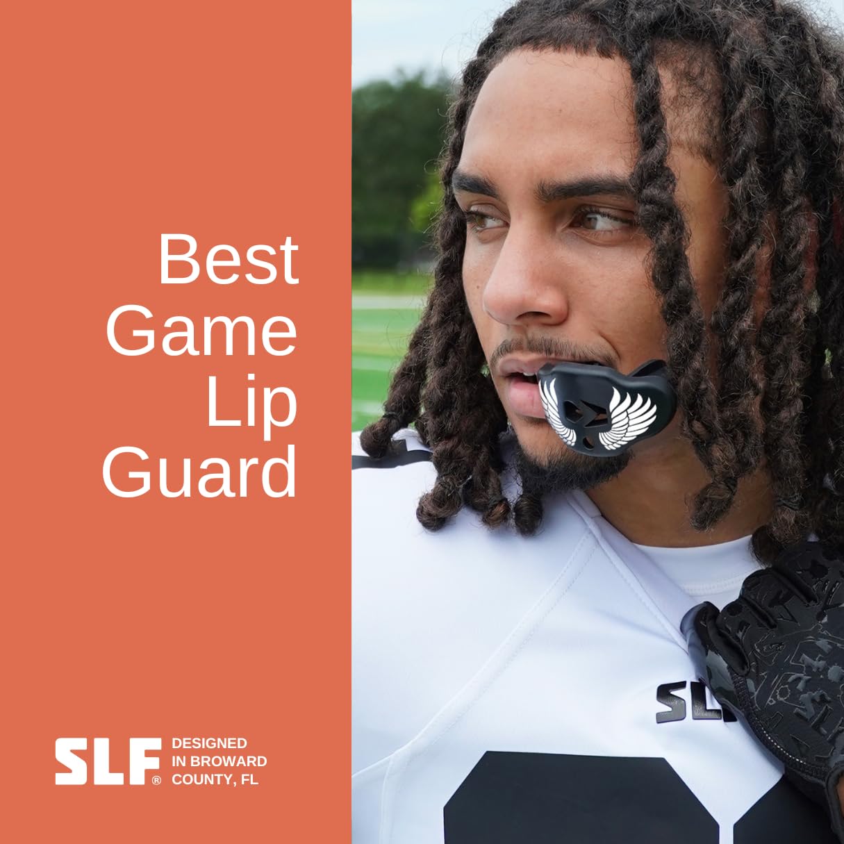 SLEEFS Football Mouth Guard - Youth Mouthguard with Strap - Lip/Teeth Protector Mouthpiece - No Boil - for Youth/Adults, Maximum Air Flow, for All Sports - Cross