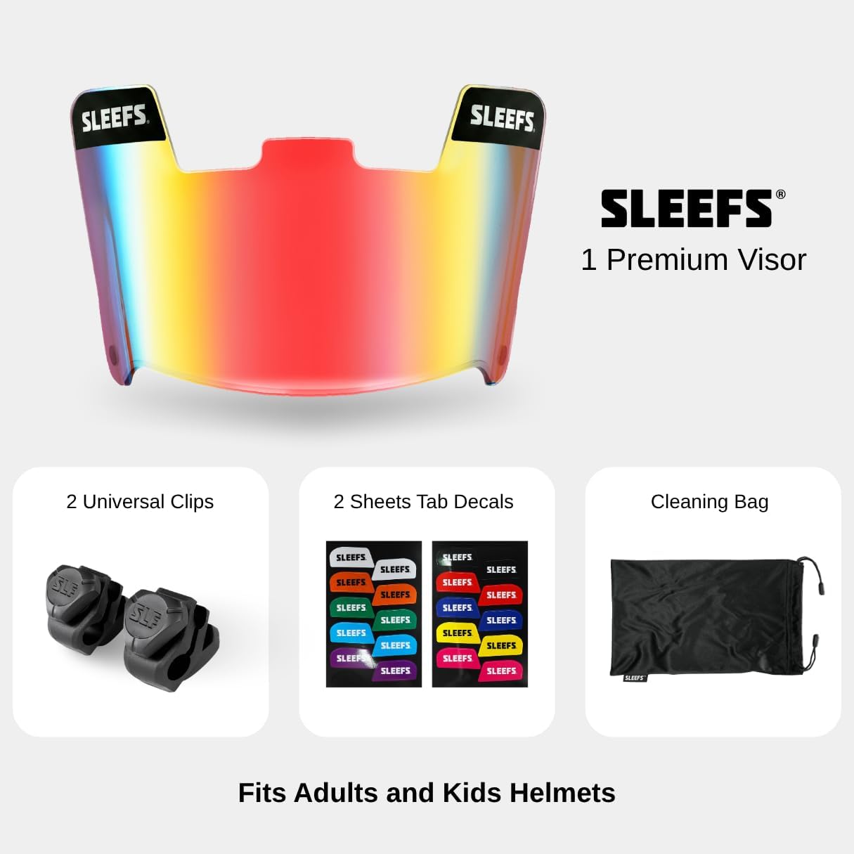 SLEEFS Clear Football Visor for Helmet - Professional Football Visor - Face & Eye Shield - Fits Youth & Adult Helmets - Includes Quick Visor Clips for Easy Installation