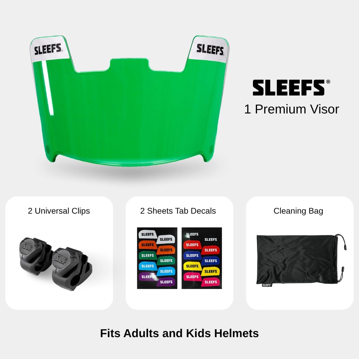 SLEEFS Clear Football Visor for Helmet - Professional Football Visor - Face & Eye Shield - Fits Youth & Adult Helmets - Includes Quick Visor Clips for Easy Installation