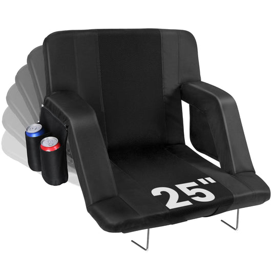 JTSIOV Stadium Seats with Back Support, 25" Extra Wide Bleacher Chairs with Back and Cushion, 3D Mesh Stitching Stadium Chair, 6 Reclining Positions Bleacher Seats for Sports Events