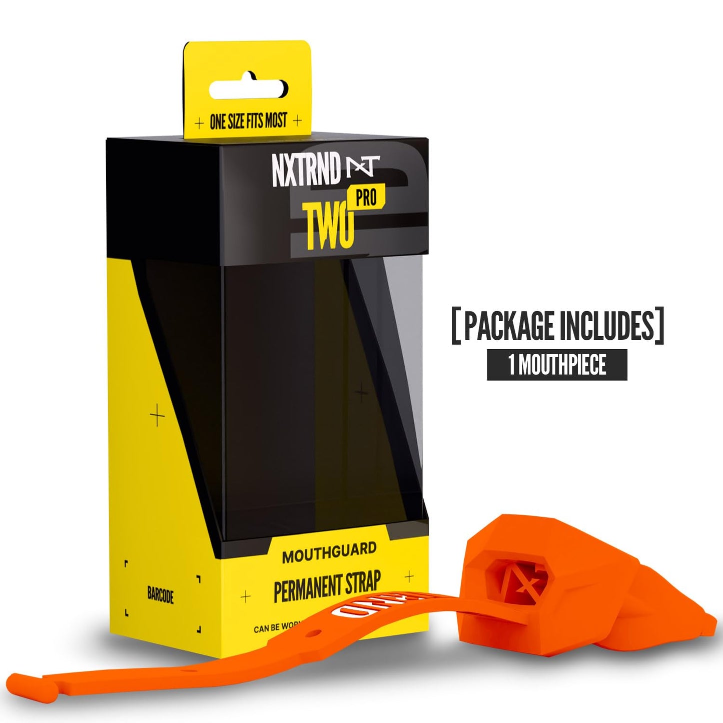 Nxtrnd Two Pro Football Mouth Guard, Permanent Strap, Fits Adult & Youth (Black)