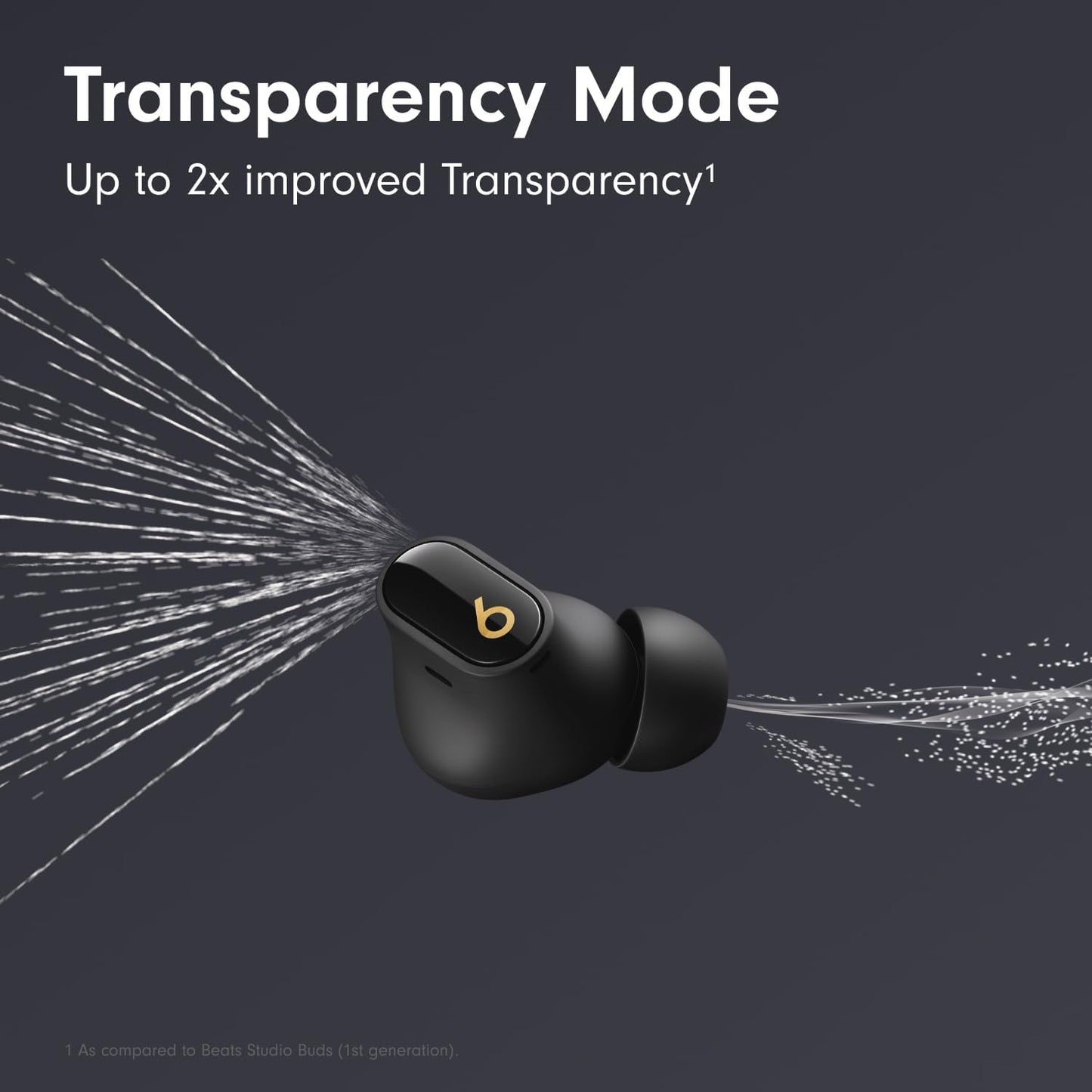 Beats Studio Buds + | True Wireless Noise Cancelling Earbuds, Enhanced Apple & Android Compatibility, Built-in Microphone, Sweat Resistant Bluetooth Headphones, Spatial Audio - Transparent
