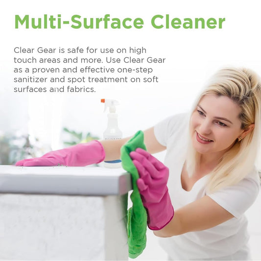 Clear Gear Disinfectant Cleaner, and Deodorizer For Sports Equipment, Gyms, and Fitness Centers - EPA-Registered, Hospital Grade, Made in USA - 1-Pack of 32 Oz Bottle Disinfecting Spray