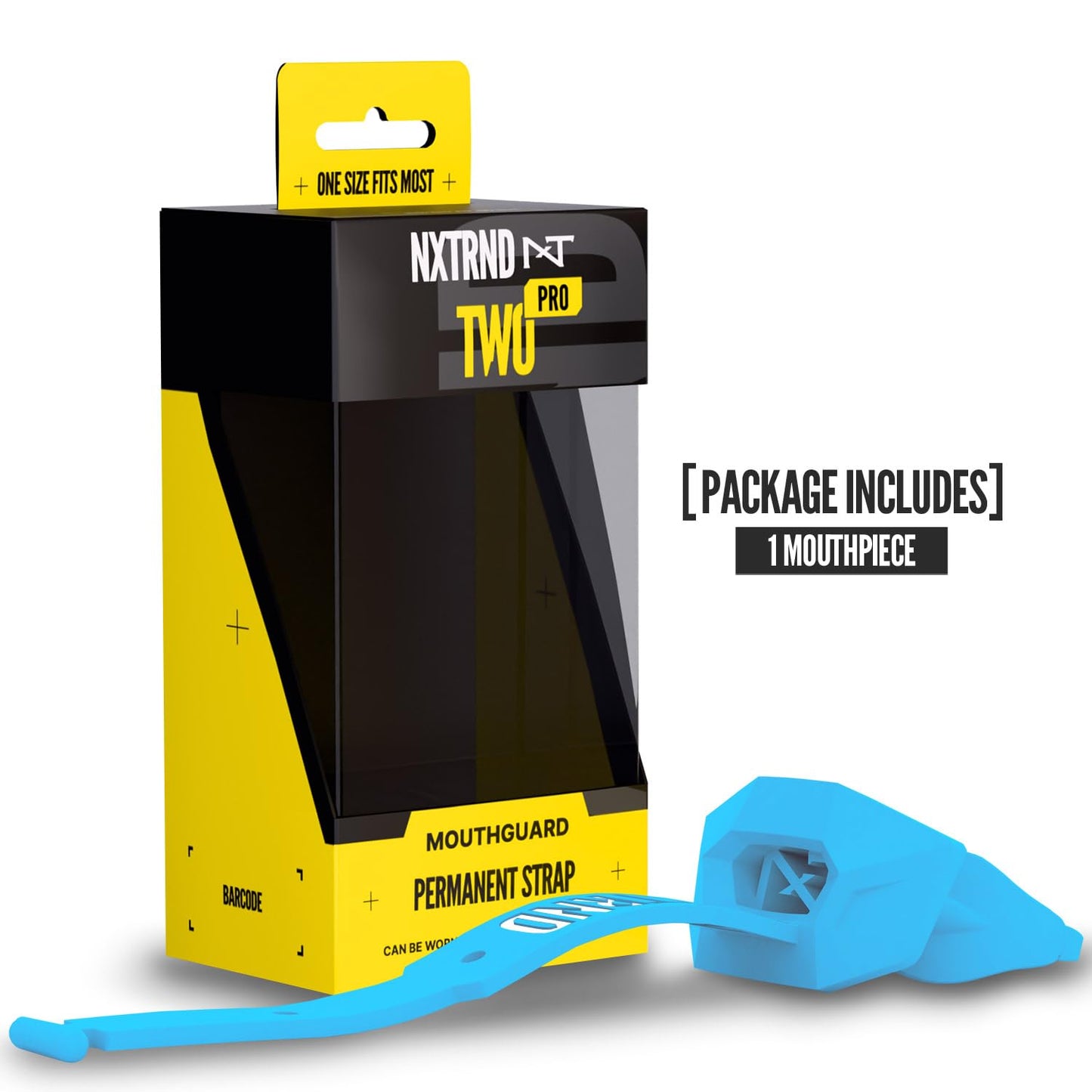 Nxtrnd Two Pro Football Mouth Guard, Permanent Strap, Fits Adult & Youth (Black)