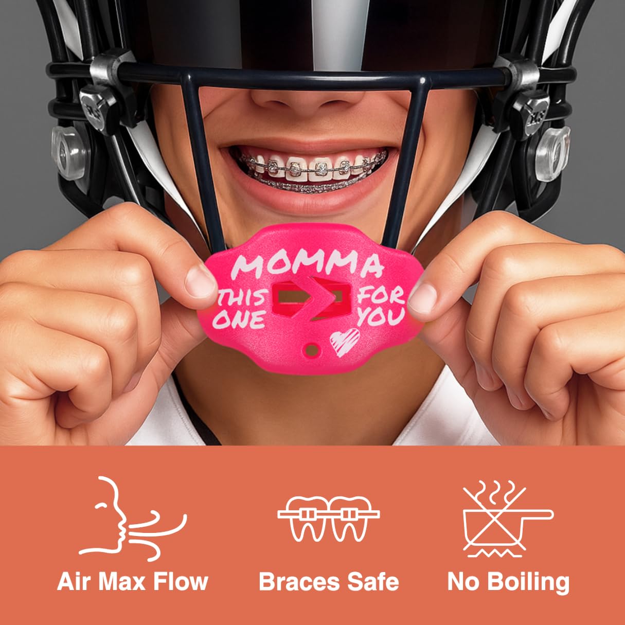 SLEEFS Football Mouth Guard - Youth Mouthguard with Strap - Lip/Teeth Protector Mouthpiece - No Boil - for Youth/Adults, Maximum Air Flow, for All Sports - Cross