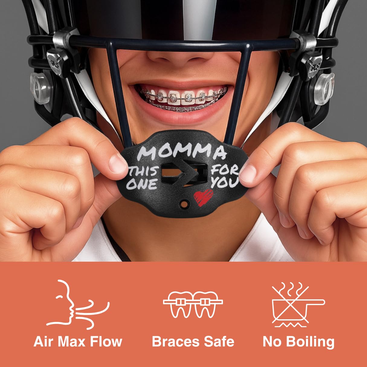 SLEEFS Football Mouth Guard - Youth Mouthguard with Strap - Lip/Teeth Protector Mouthpiece - No Boil - for Youth/Adults, Maximum Air Flow, for All Sports - Cross