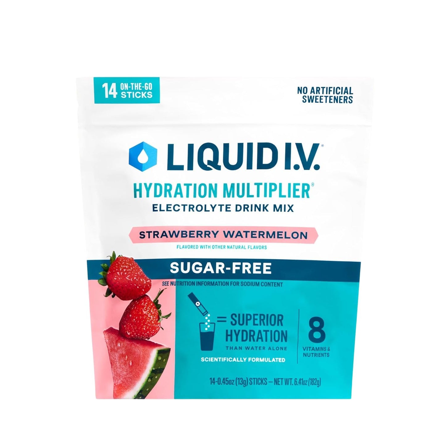 Liquid I.V.® Hydration Multiplier® Sugar-Free - Ring Pop Cherry | Electrolyte Powder Drink Mix | 1 Pack (14 Servings)