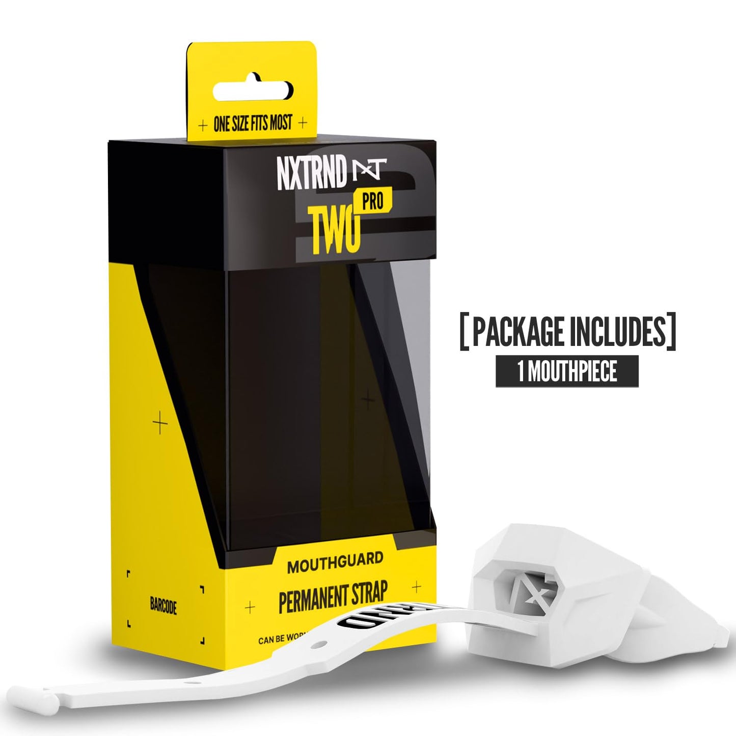 Nxtrnd Two Pro Football Mouth Guard, Permanent Strap, Fits Adult & Youth (Black)